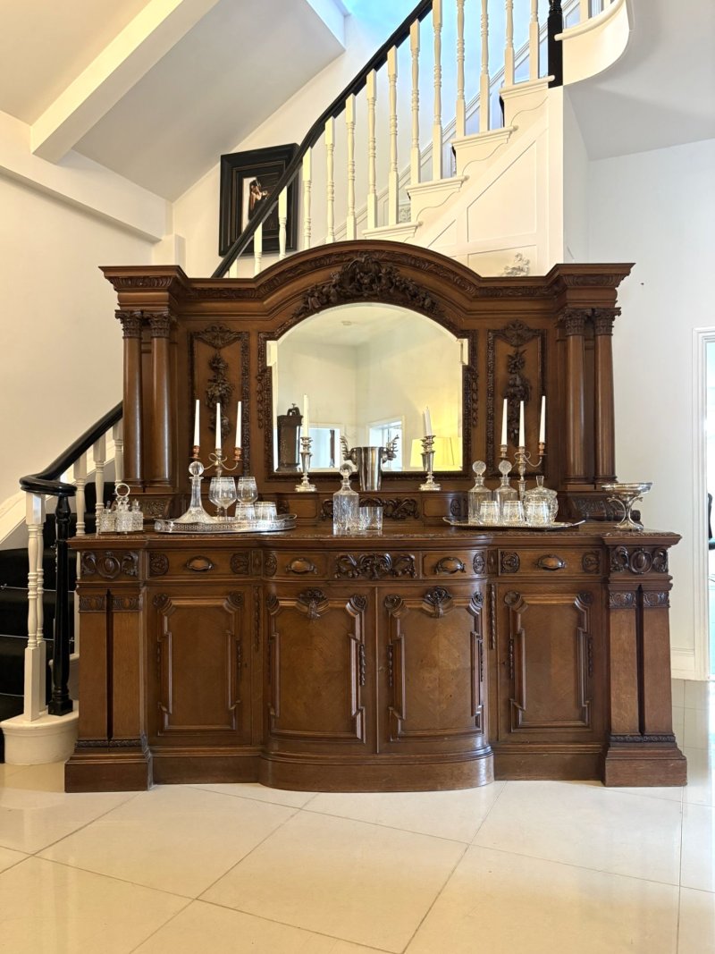 Monumental Antique Victorian Exhibition Quality Carved Oak Sideboard By Maple and Co. - Image 2